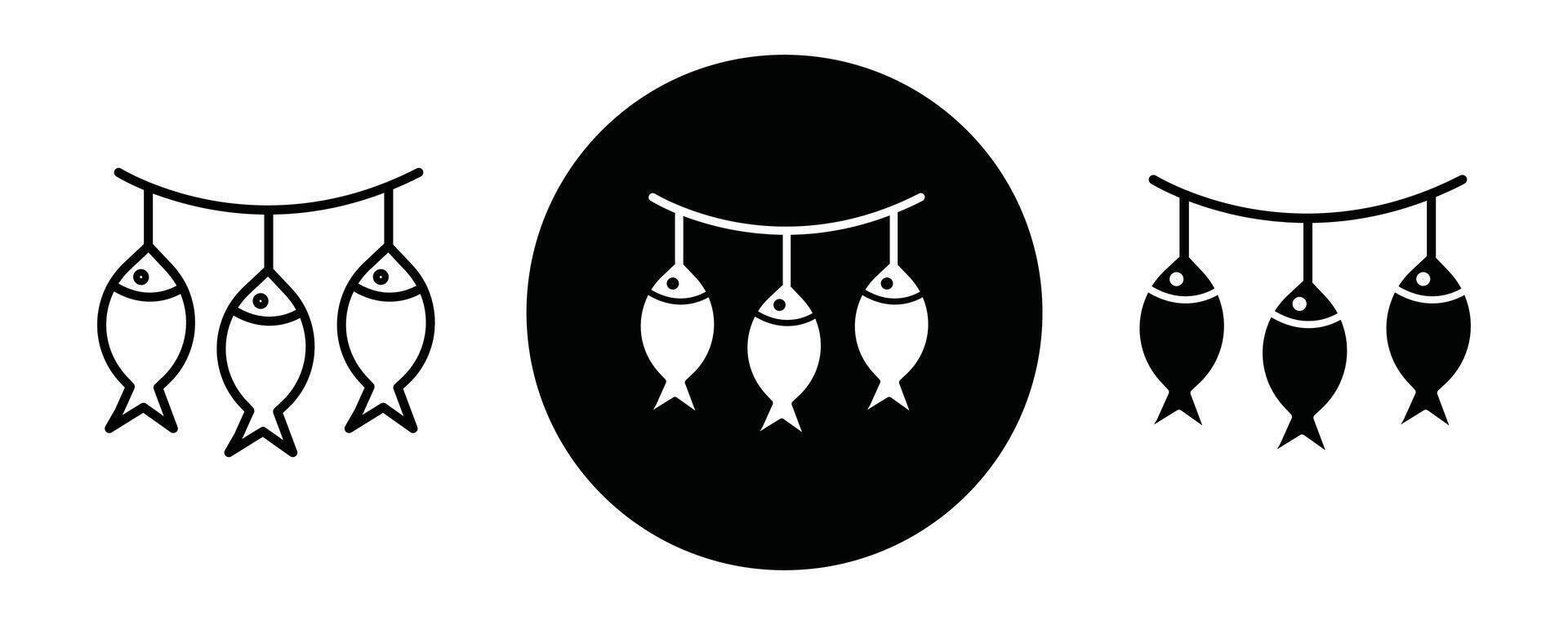 Dried fish outline icon collection or set. Dried fish Thin line art vector