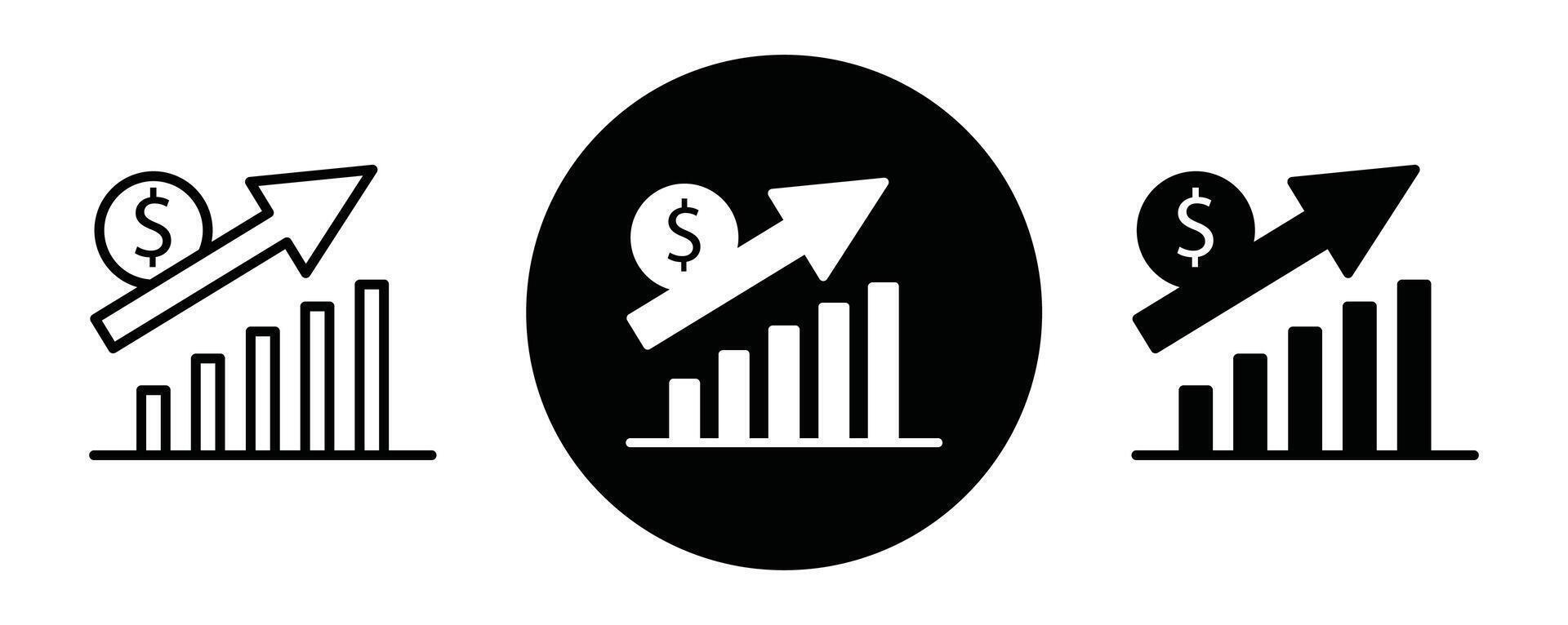 Dollar rate increase outline icon collection or set. Dollar rate increase Thin line art vector