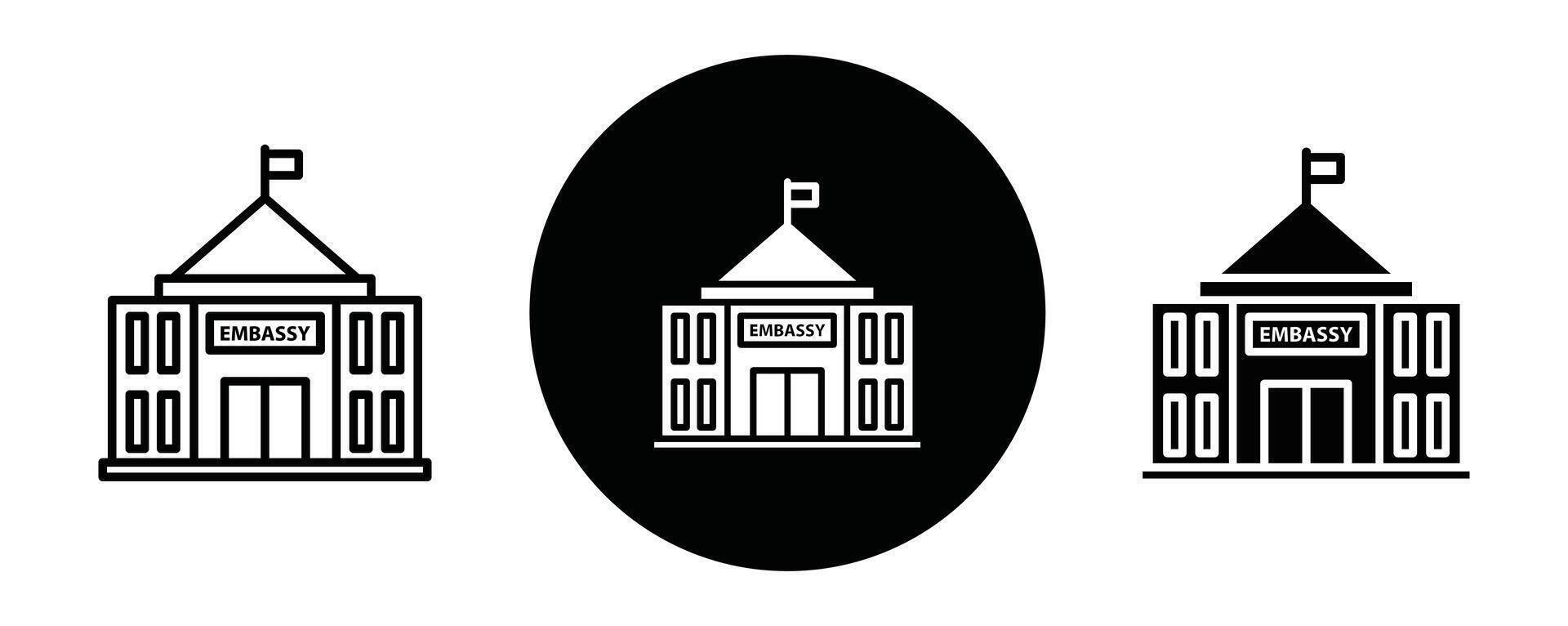 Embassy outline icon collection or set. Embassy Thin line art vector