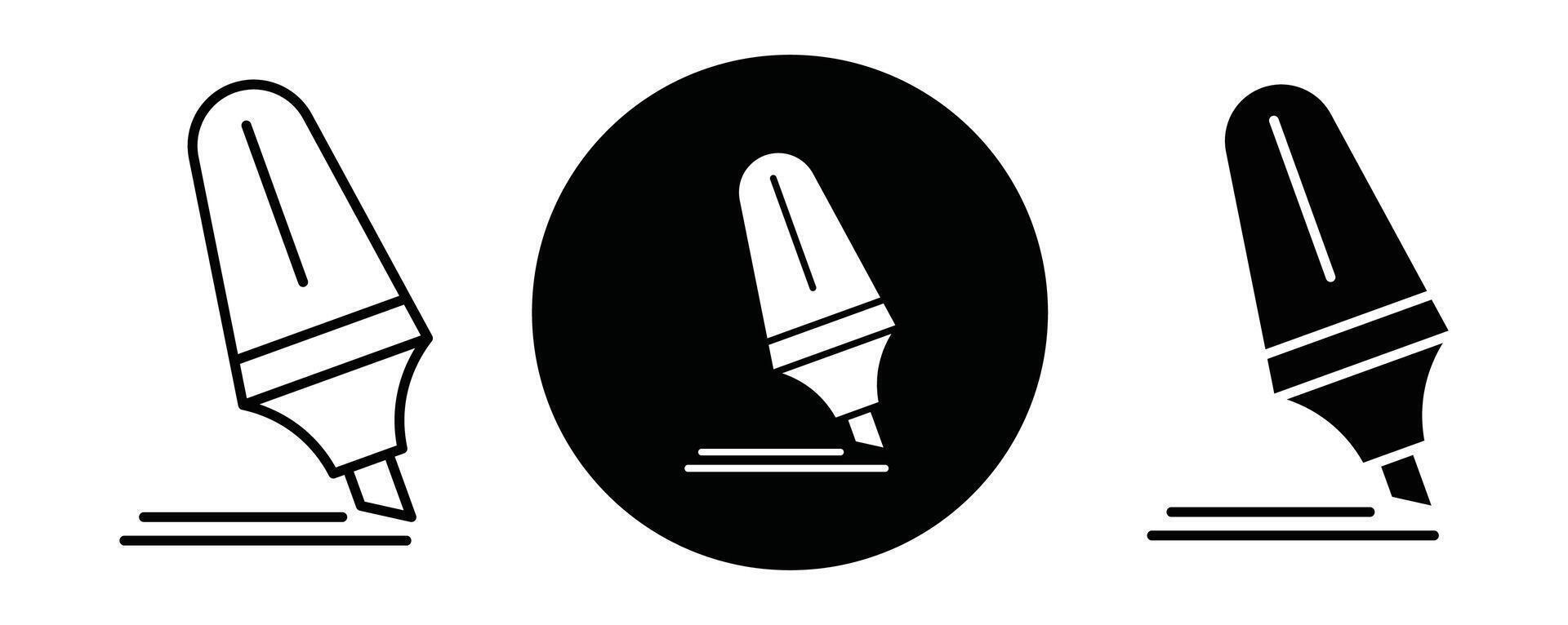 Highlighter outline icon collection or set. Highlighter Thin line art vector