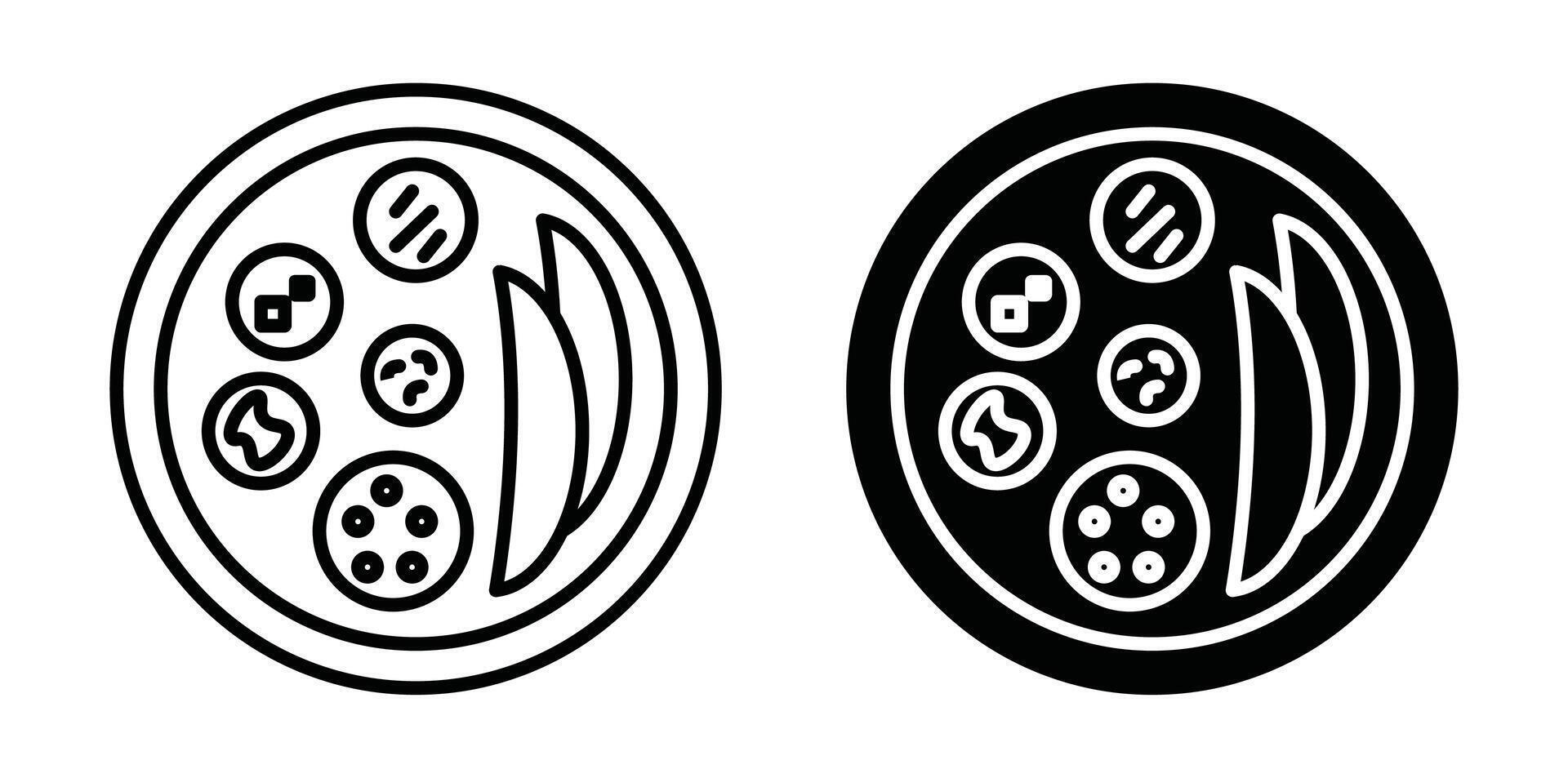Indian thali outline icon collection or set. Indian thali Thin line art vector