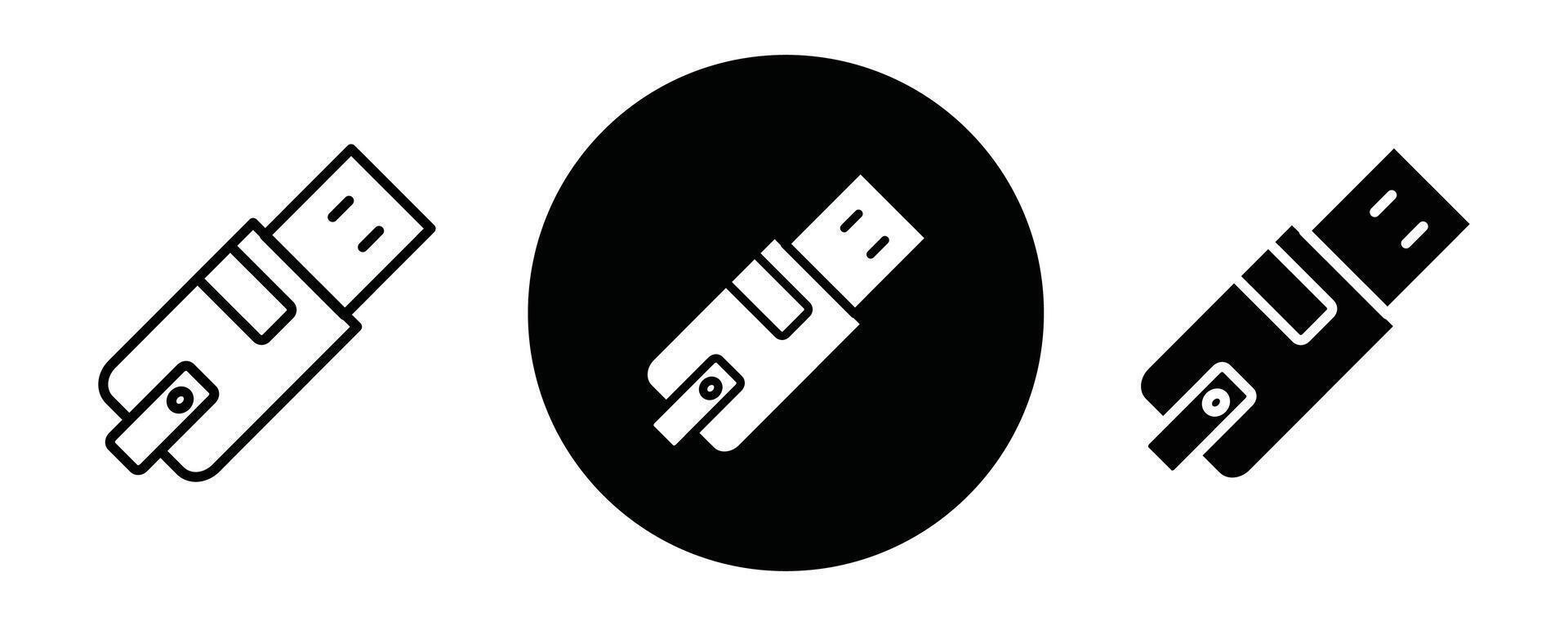 Inclined pendrive outline icon collection or set. Inclined pendrive Thin line art vector