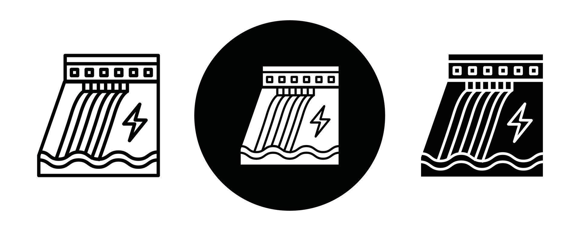 Hydroelectric power plant outline icon collection or set. Hydroelectric power plant Thin line art vector