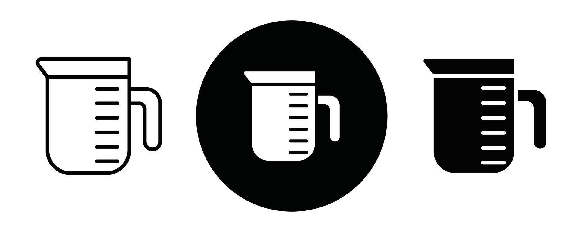 Measuring cup outline icon collection or set. Measuring cup Thin line art vector