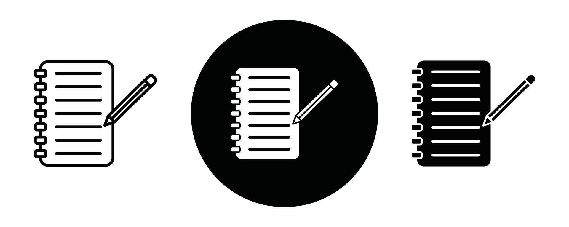 Notebook outline icon collection or set. Notebook Thin line art vector