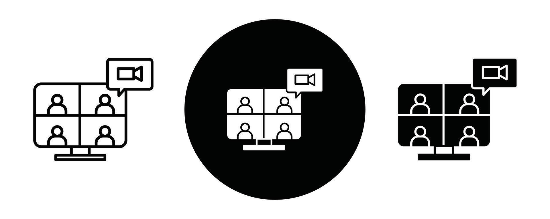 Online meeting outline icon collection or set. Online meeting Thin line art vector