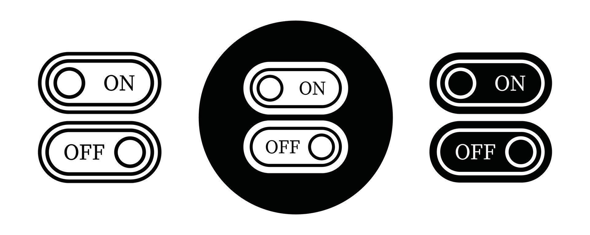 On off switch button slider toggle outline icon collection or set. On off slider toggle Thin line art vector