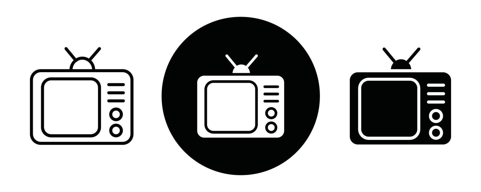 Old TV outline icon collection or set. Old TV Thin line art vector