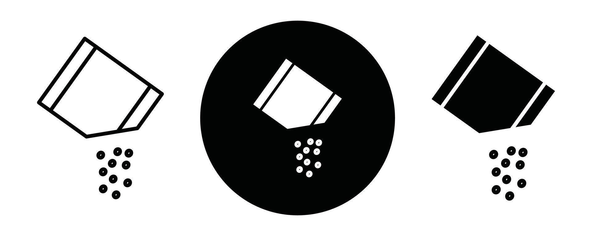 Packet soluble powder outline icon collection or set. Packet soluble powder Thin line art vector