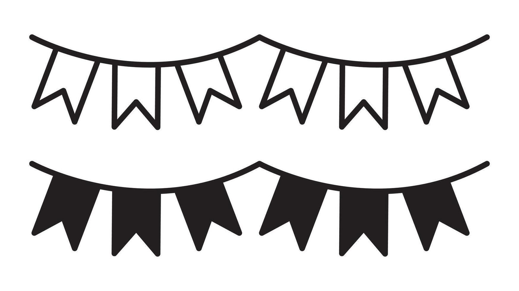 Party pennants outline icon collection or set. Party pennants Thin line art vector