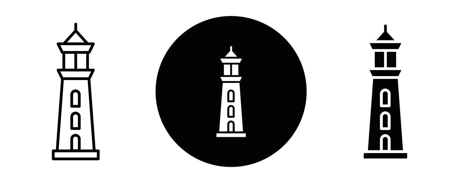 Searchlight tower outline icon collection or set. Searchlight tower Thin line art vector