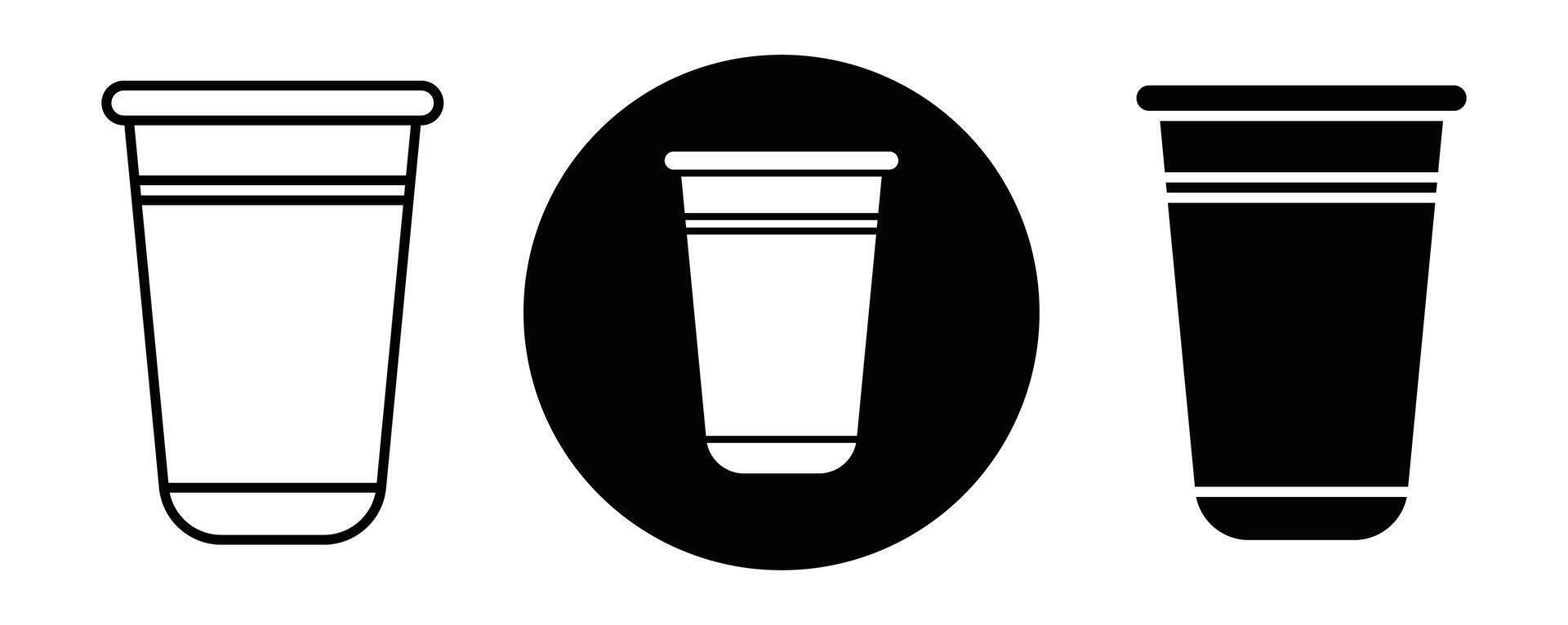 Plastic glass outline icon collection or set. Plastic glass cup Thin line art vector