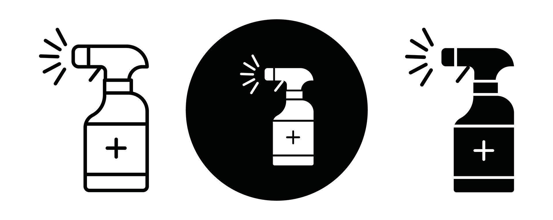 Sanitizing spray bottle outline icon collection or set. Sanitizing spray bottle Thin line art vector