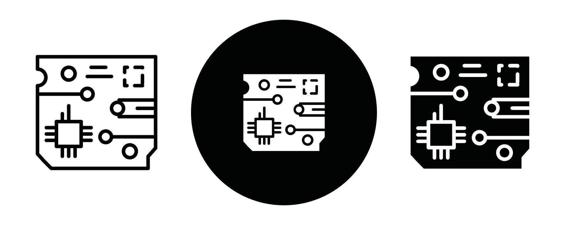 PCB outline icon collection or set. PCB Thin line art vector