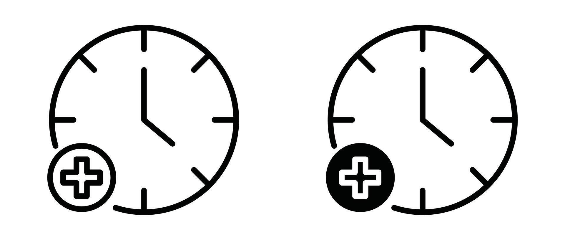 Plus hours outline icon collection or set. Plus hours Thin line art vector