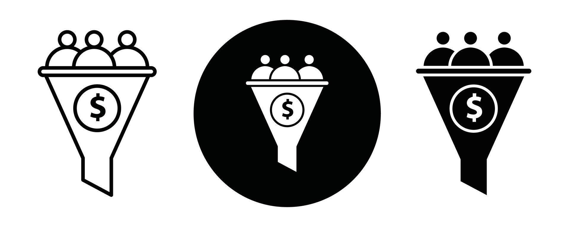 Sales Funnel outline icon collection or set. Sales Funnel Thin line art vector