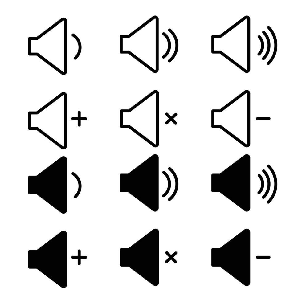 Speaker volume outline icon collection or set. Speaker volume Thin line art vector