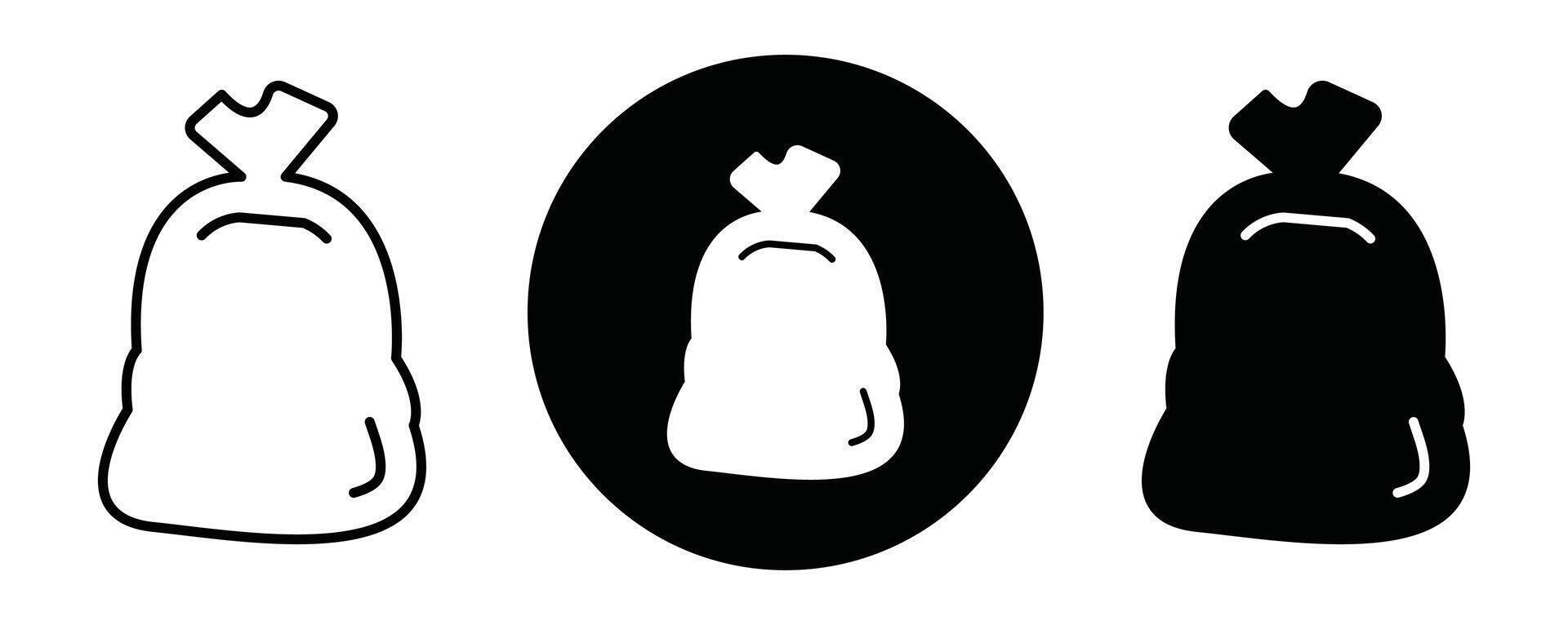 Trash bag outline icon collection or set. Trash bag Thin line art vector