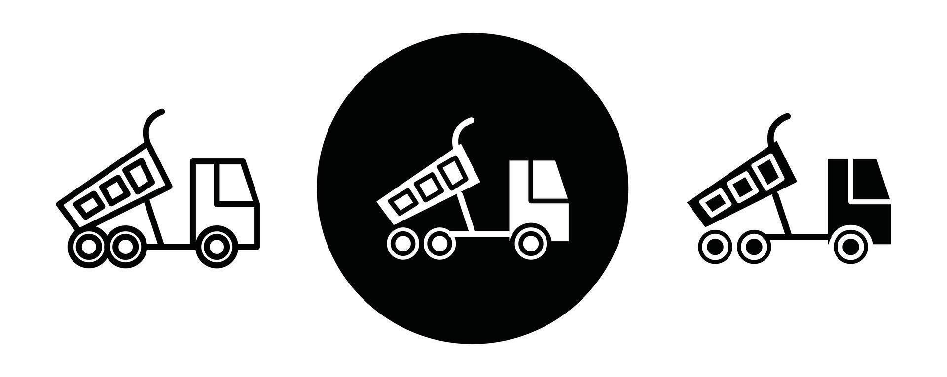 Tipper truck outline icon collection or set. Tipper truck Thin line art vector