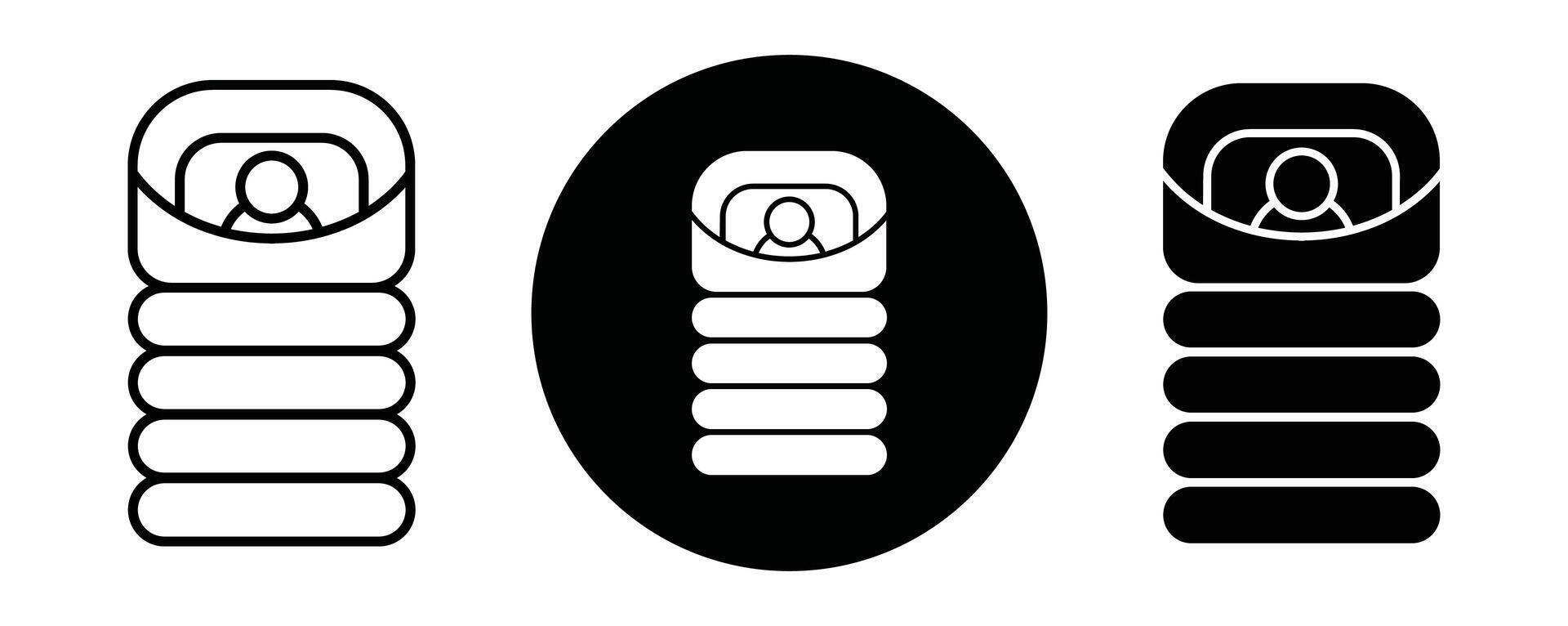 Sleeping bag outline icon collection or set. Sleeping bag Thin line art vector