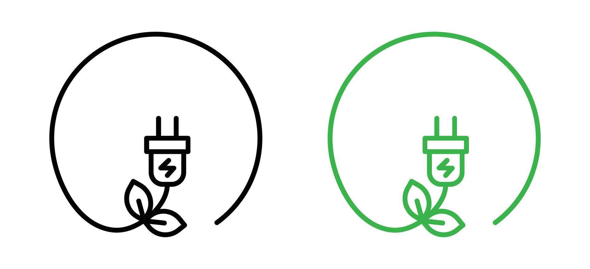 Sustainable ecological energy outline icon collection or set. Sustainable ecological energy Thin line art vector