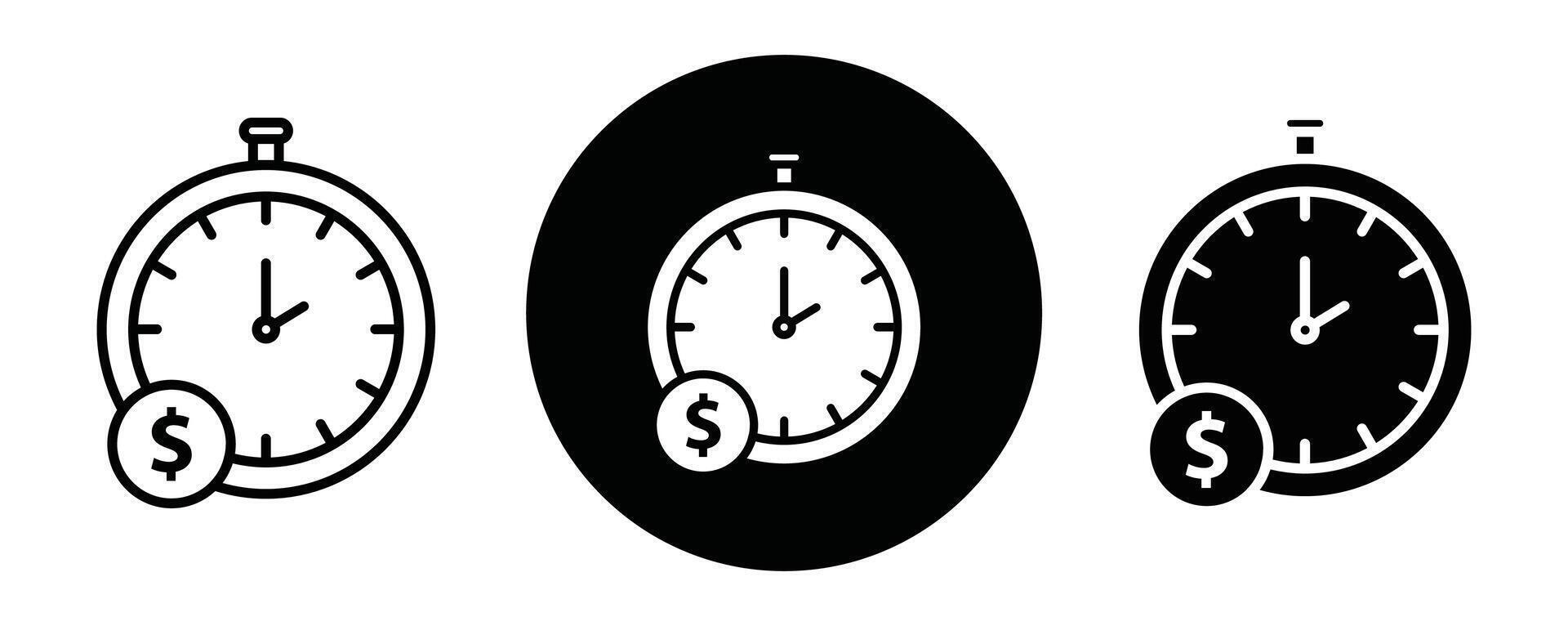 Time is money outline icon collection or set. Time is money Thin line art vector