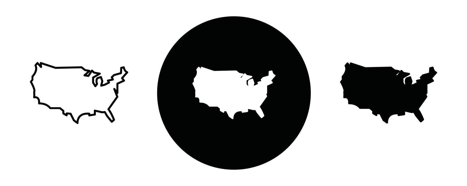 US map outline icon collection or set. US map Thin line art vector