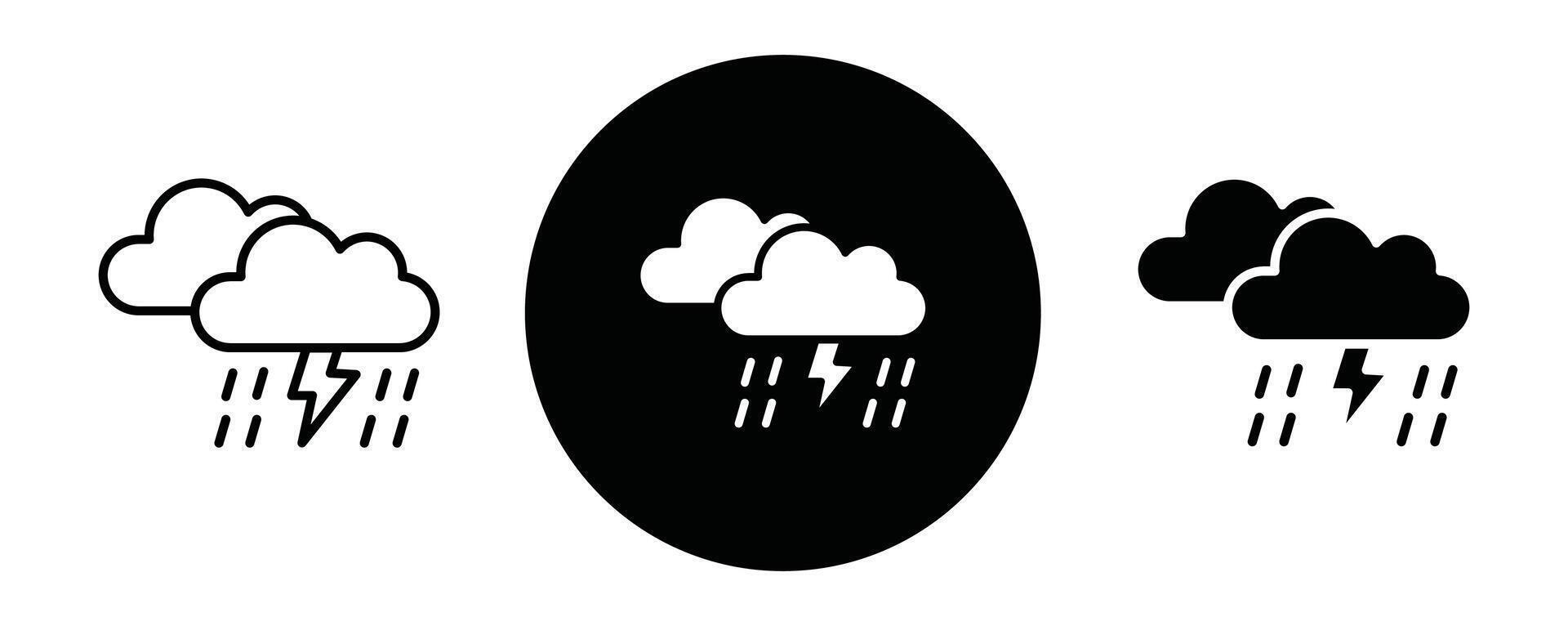 Thunderstorm outline icon collection or set. Thunderstorm Thin line art vector