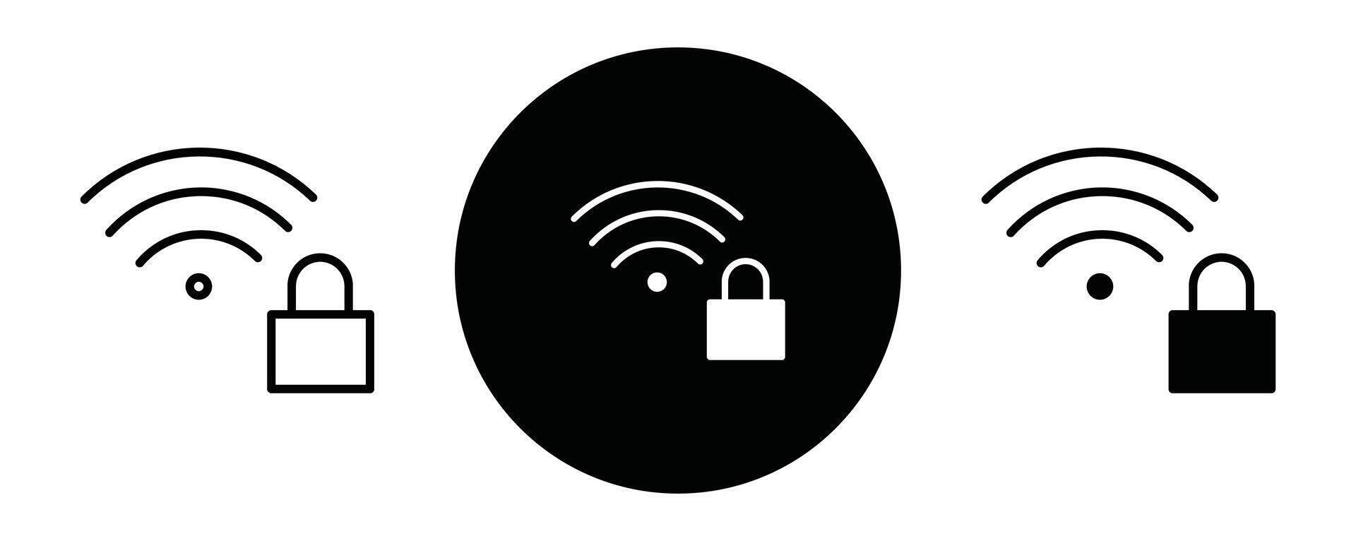 Wifi security outline icon collection or set. Wifi security Thin line art vector