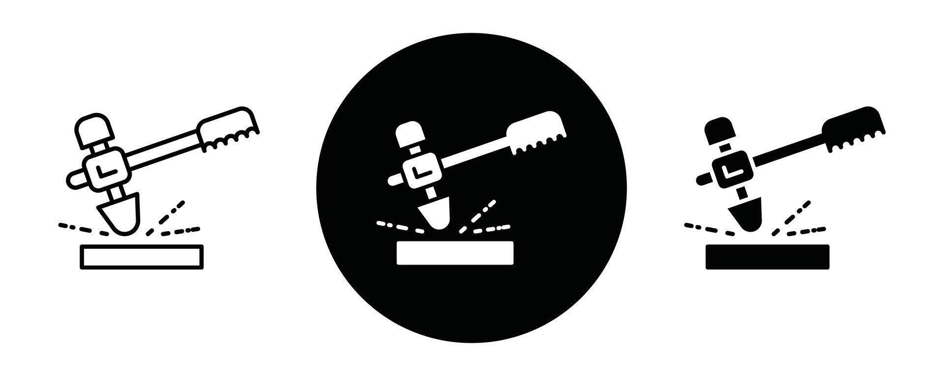 Welding chipping hammer outline icon collection or set. Welding chipping hammer Thin line art vector