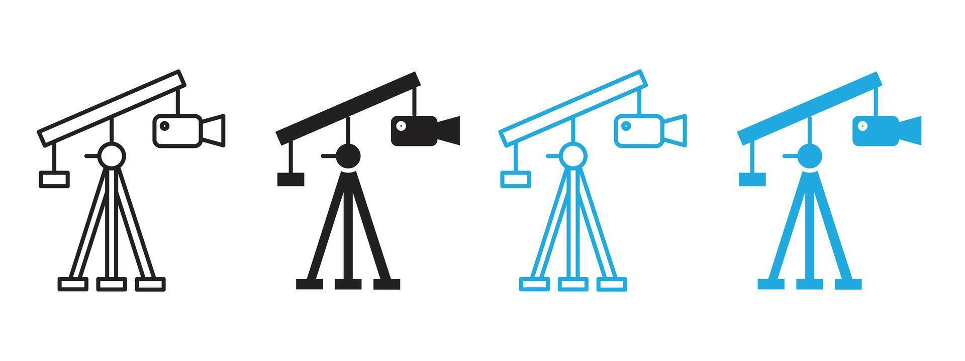 Movie Production Equipment Icons with Camera Cranes for Industrial Cinematography vector