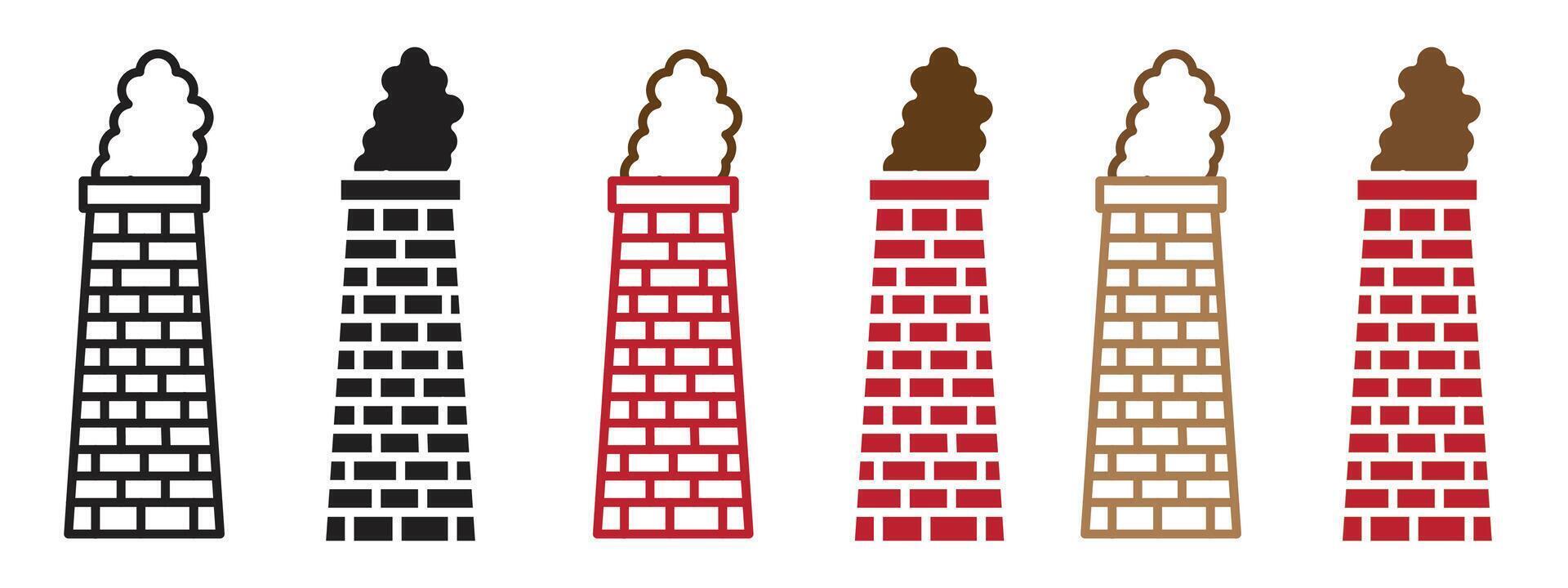 Air Purification and Chemical Emission Control Chimney Icons for Factories and Residences vector
