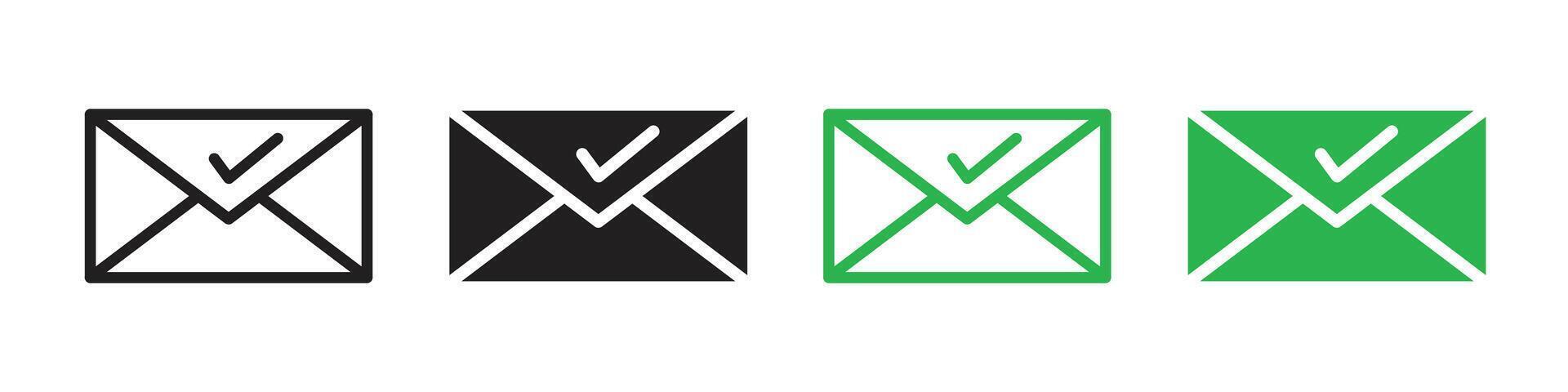 Approved message icon line art vector