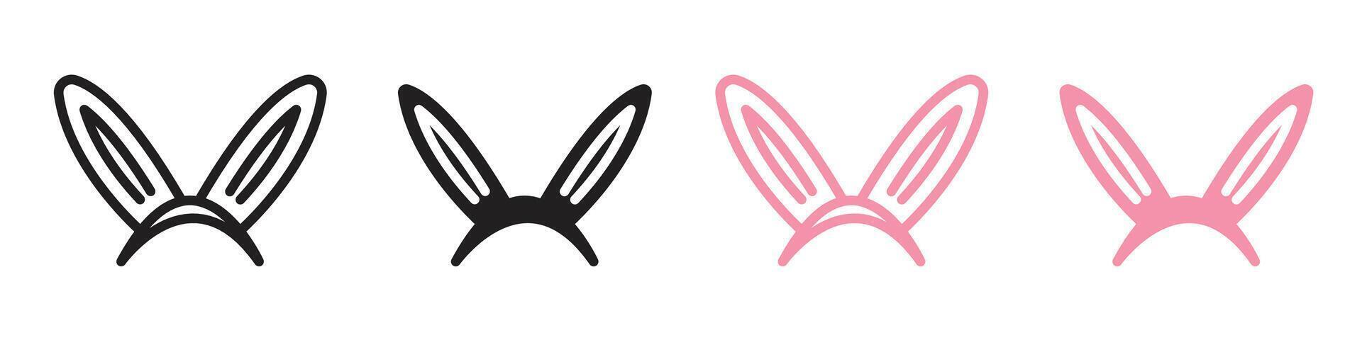 Festive Hare Ear Party Headband Icon Set Symbolizing Celebration vector