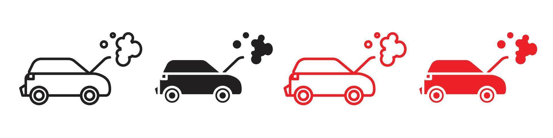 Car breakdown icon showing vehicle issues and emergency assistance, suitable for roadside services and automotive repair shops vector