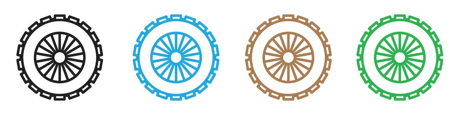 Car wheel icon line art vector