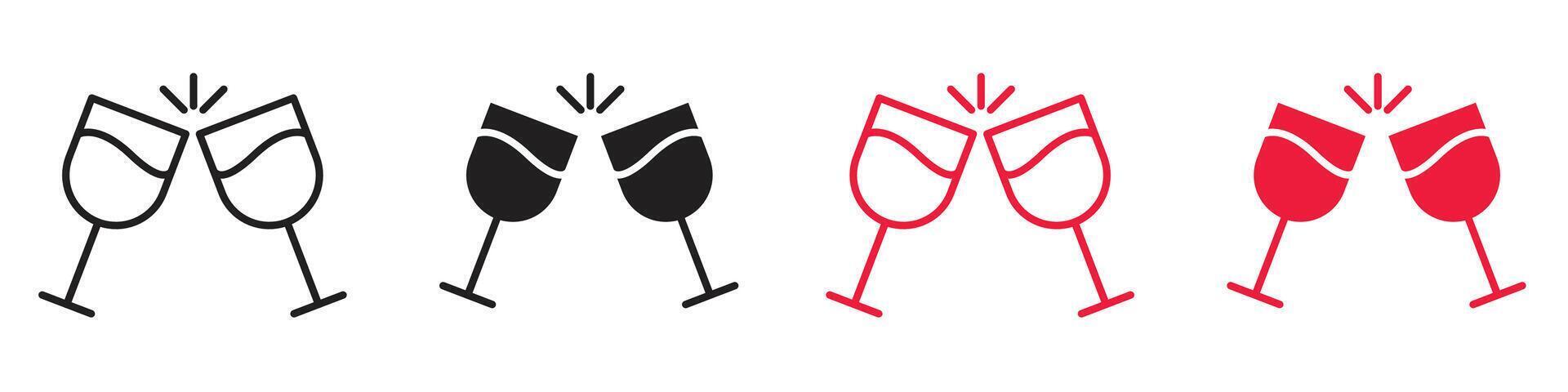 Clinking glasses icon highlighting celebration and toasting, perfect for party invitations, festive events, and social gatherings vector