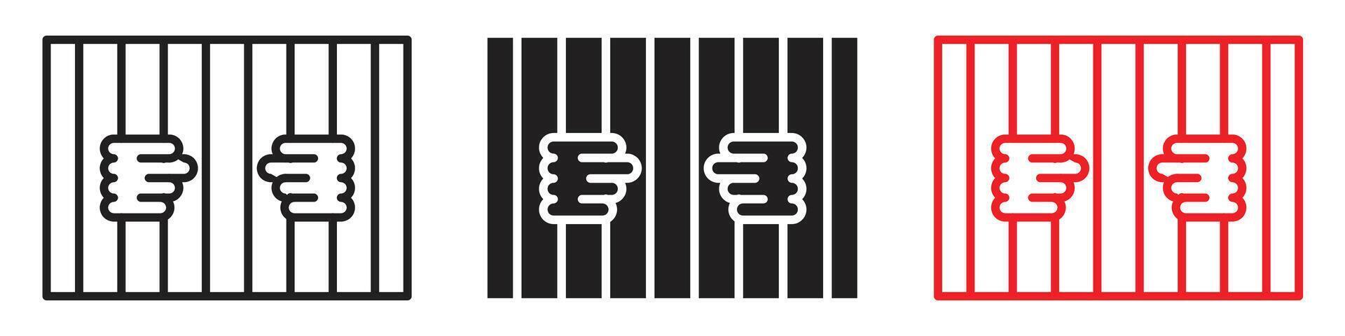 Criminal behind bars icon depicting law enforcement and imprisonment, suitable for security services, legal firms, and crime prevention designs vector