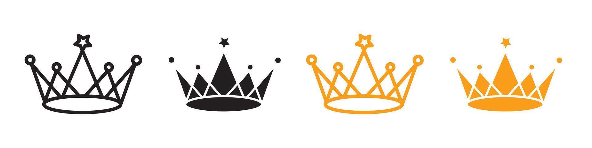 Crown icon set vector