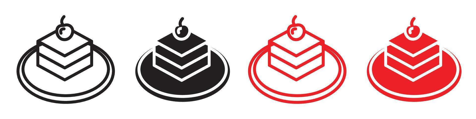 Dessert with cherry icon representing sweet treats and confections, perfect for bakeries, restaurants, and dessert menus vector