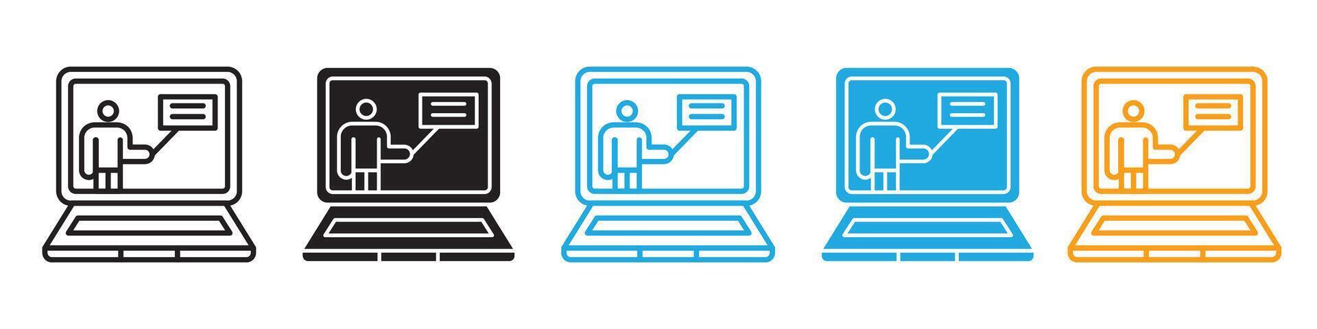 Digital E-Learning and Online Education Icons in Format with Modern Learning Tools vector