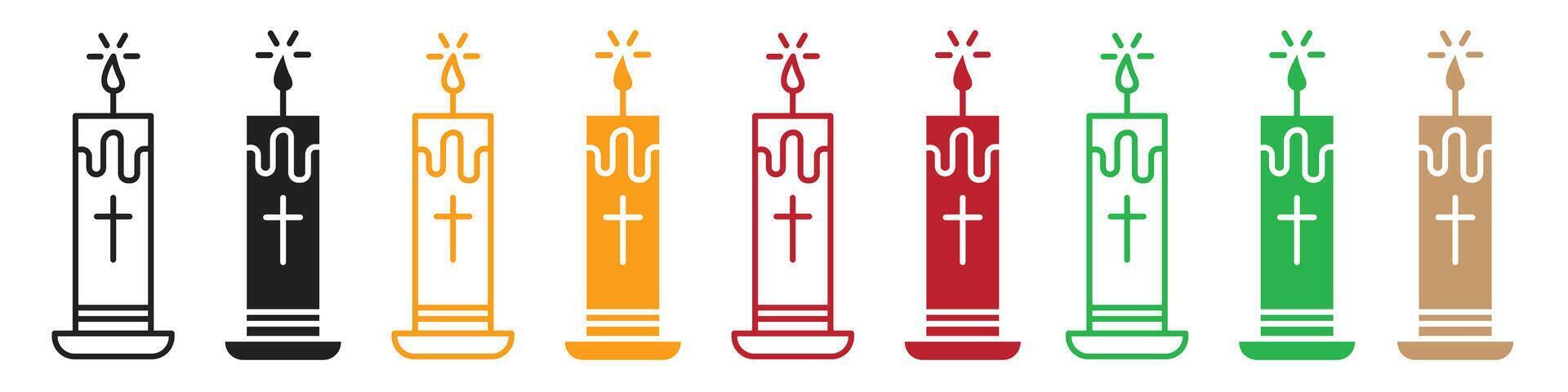 Holy Flame of Easter Candle Icon for Christian Night Services vector