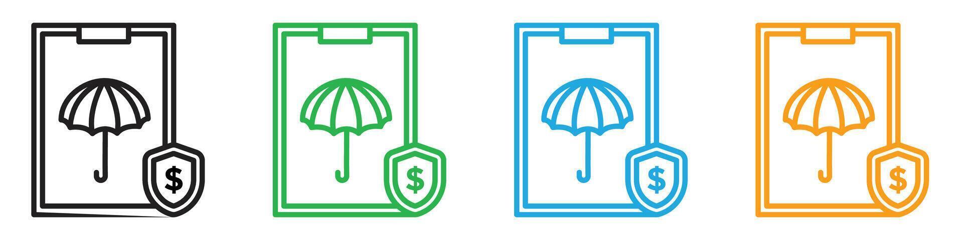 Insurance policy icon illustrating financial protection and coverage, suitable for insurance companies and policy education vector