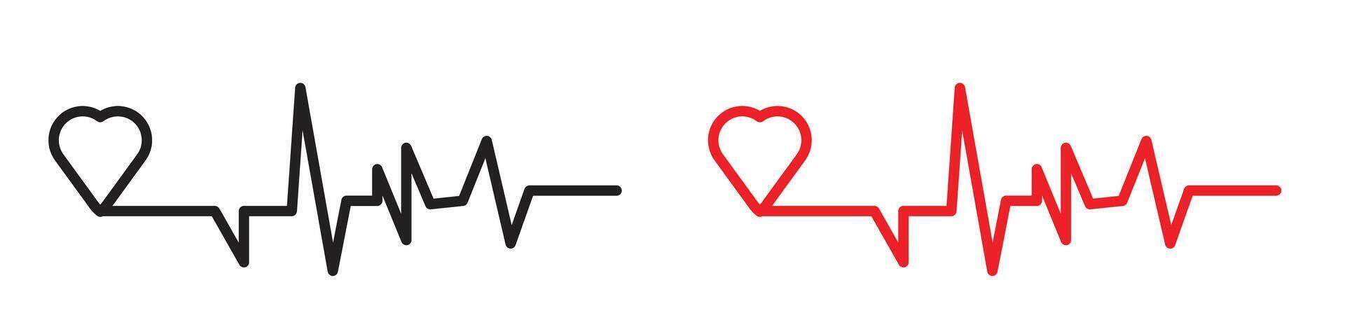 Heart rate pulse icon line art vector