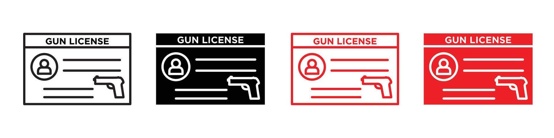 Gun license icon representing firearm regulations and legal permissions, suitable for law enforcement, security services, and legal documentation vector