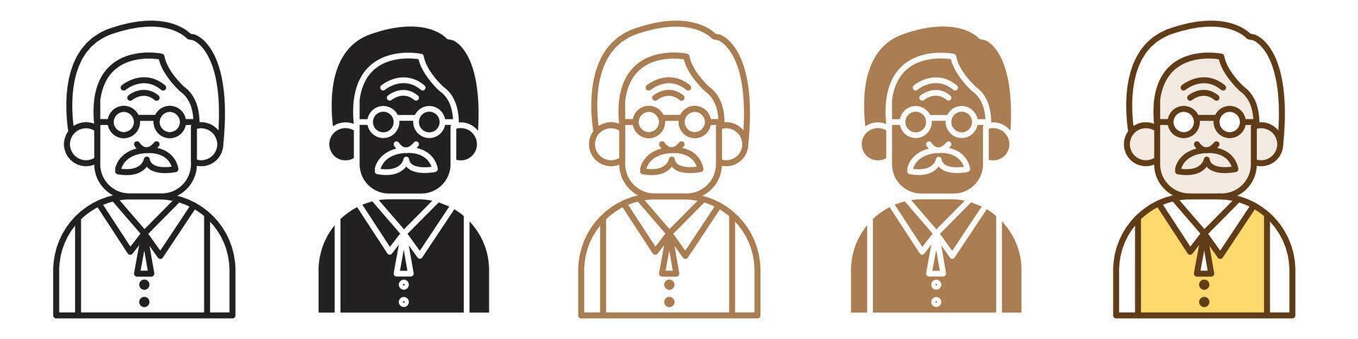 Wisdom and Age in a Grandfather Face Icon Set for Elders vector