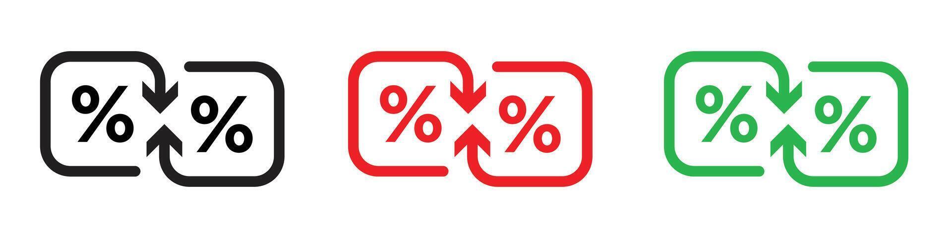 High and Low Percent arrow icon line art vector