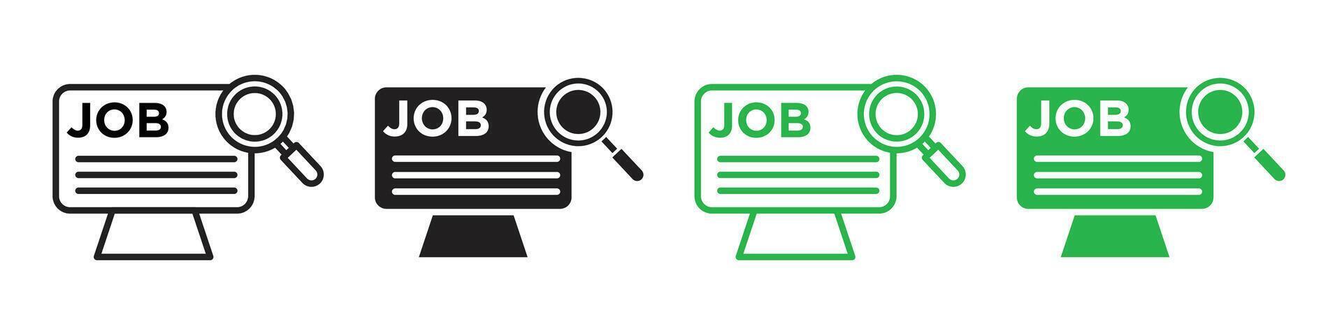 Graduate Job Hunting Portal Icons for Online Recruitment and Career Searching vector