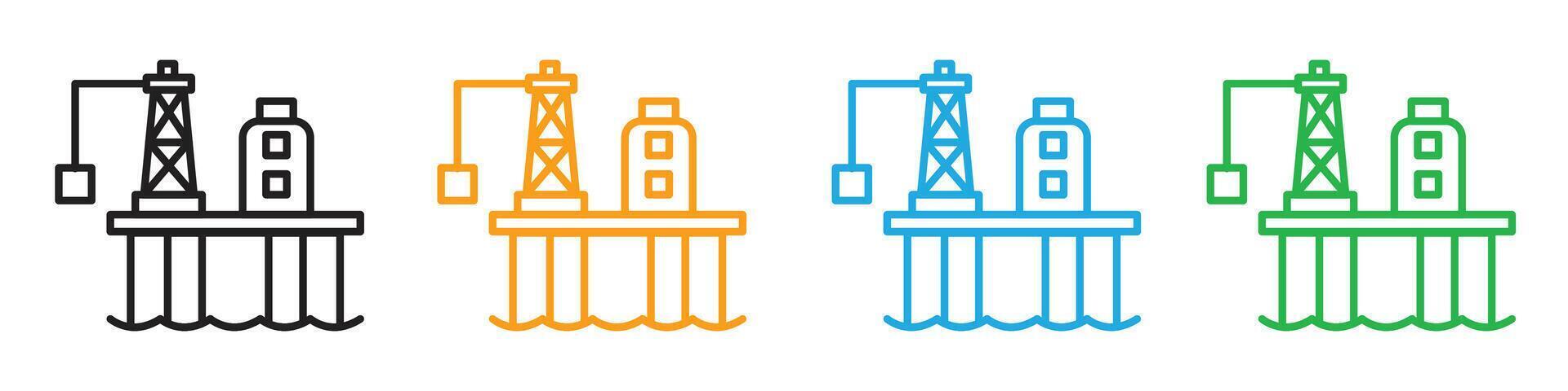 Oil platform icon representing fuel extraction and energy production, ideal for industrial and business applications vector