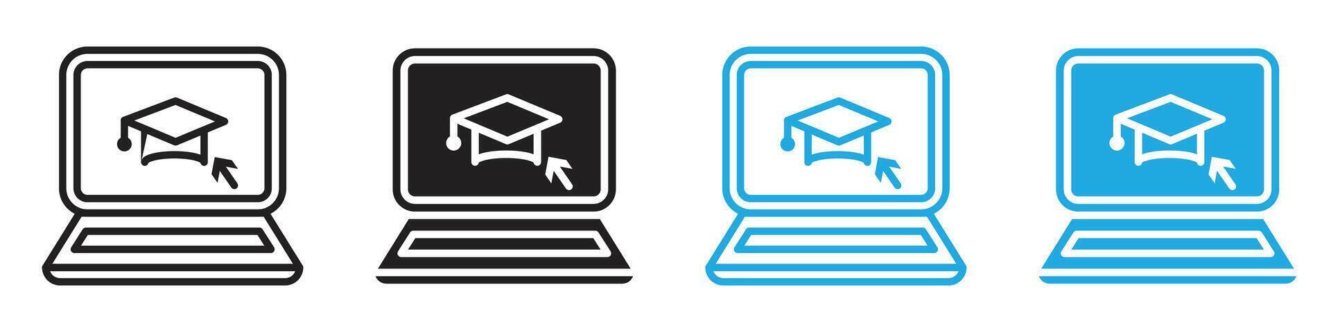 Online education icon representing e-learning and digital classrooms, ideal for educational institutions and online course platforms vector